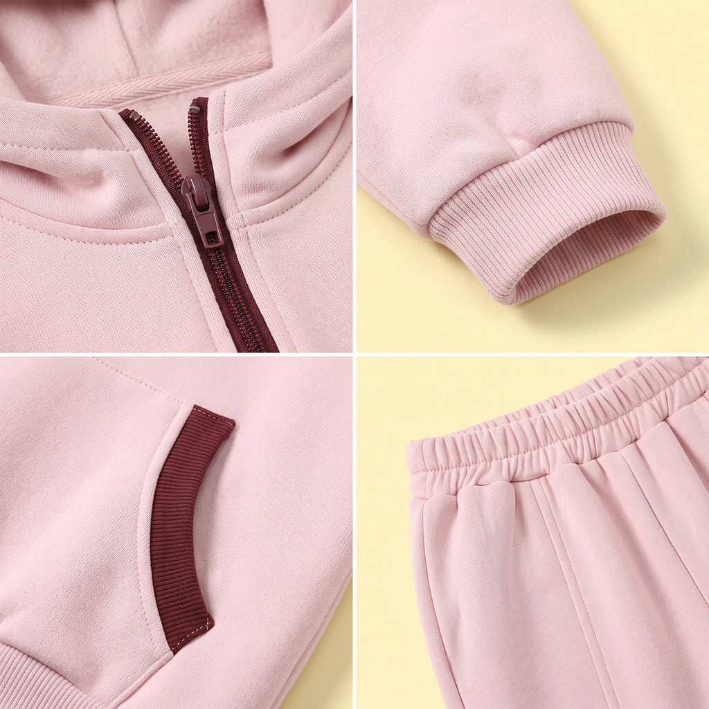 Girls Light Pink Hooded Sweatshirt & Joggers Co-ord Sets Sets