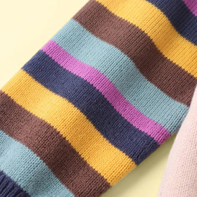 Girls Multicolour Striped Raglan Sleeve Cardigan Sweaters & Cardigans