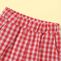 Girls White Sleeveless Top With Checked Pants Sets 2 pc. Sets