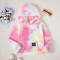 Girls Light Pink Tie Dye Printed Hooded Neck Pullover Winter Sweatshirt Sweatshirts & Hoodies Light Pink 7-8 Y