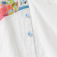 Boys White Abstract Printed Long Sleeves Shirts Shirts