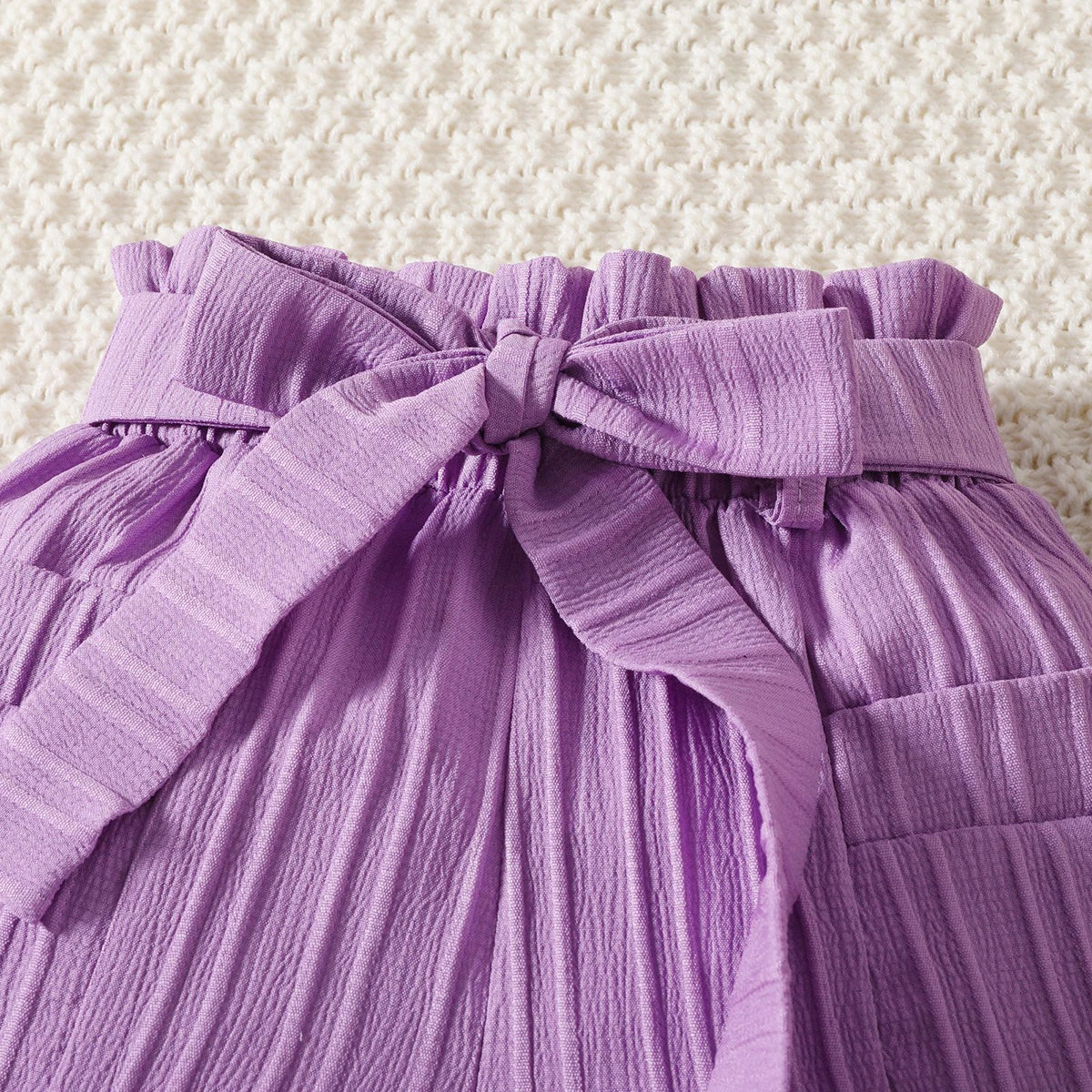 Girls Purple Ruffle Sleeveless Crop Top With Shorts Sets 2 pc. Sets