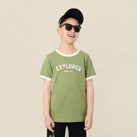 Boys Printed Short Sleeves Casual T-shirt Tshirts Green 6-7 Y 