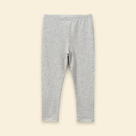 Girls Light Grey Solid Ankle Length Leggings Leggings & Tights