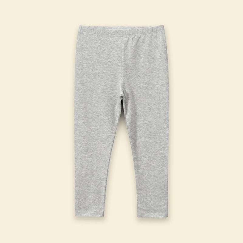 Girls Light Grey Solid Ankle Length Leggings Leggings & Tights