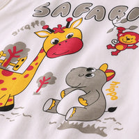 Boys Grey Animal Printed Short Sleeve Shirt With Printed T-Shirt and Shorts Sets Sets