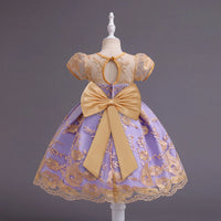 Girls Purple Floral Embroidered Fit & Flare Party Wear Dress Party Dresses