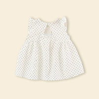 Girls Off White Polka Dot Print A-Line Dress Casual Dresses