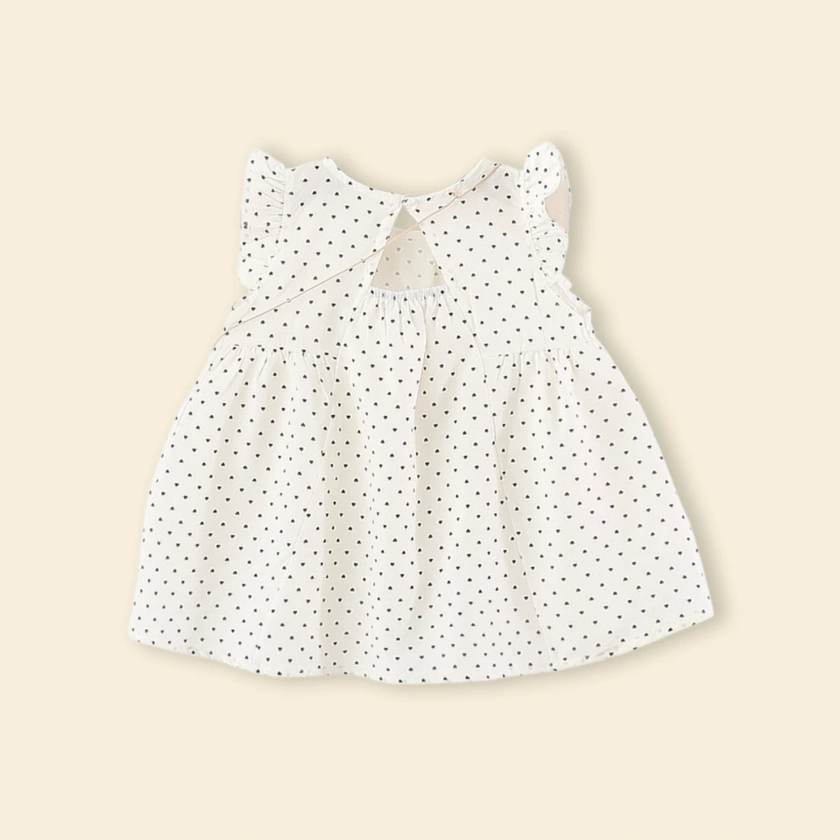 Girls Off White Polka Dot Print A-Line Dress Casual Dresses