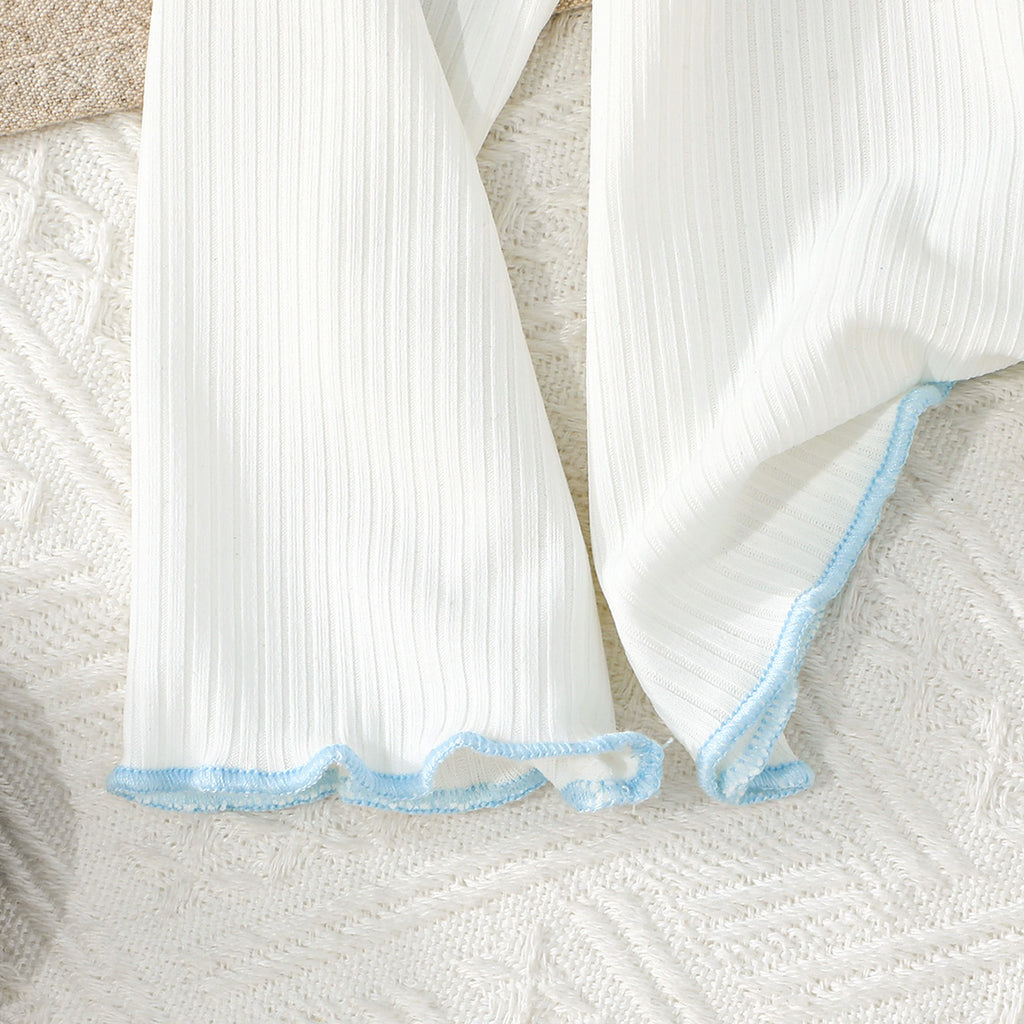 Girls White Cherry Embroidered Top with Checkered Pajama Set Sets