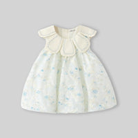 Girls Off White Floral Embroidered Sleeveless Dress Casual Dresses