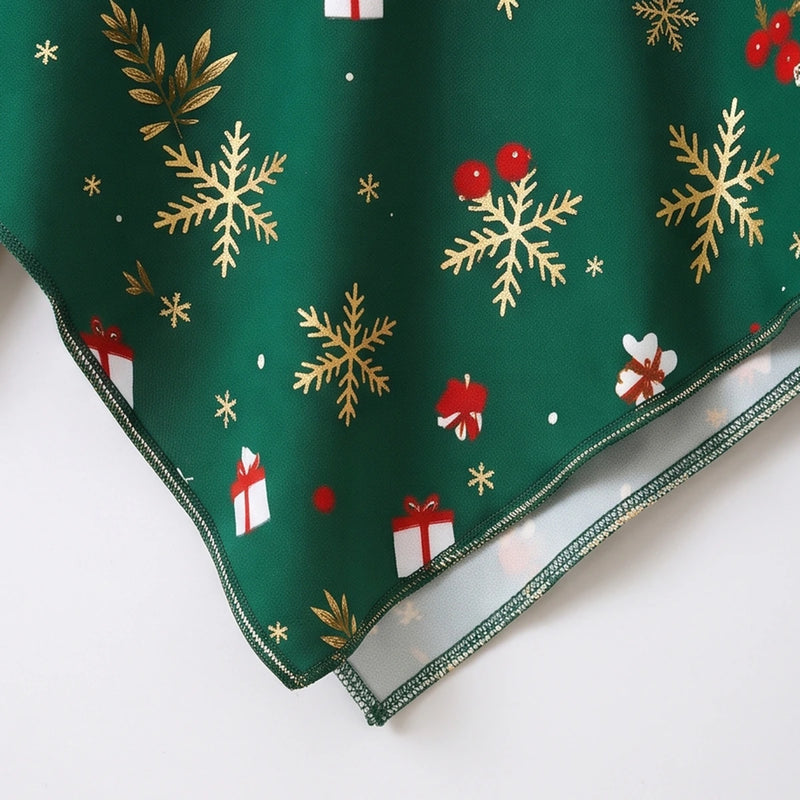 Girls Green Christmas Theme Printed Top With Pants Sets 2 pc. Sets