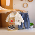 Boys Off White Typographic Printed Shirt With Denim Pants Set 2 pc. Sets Off White 1-2 Y