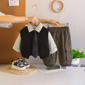 Boys Black Sweater Vest & Neck-Tie With Shirt & Cargo Jogger Sets Sets Black 1-2 Y