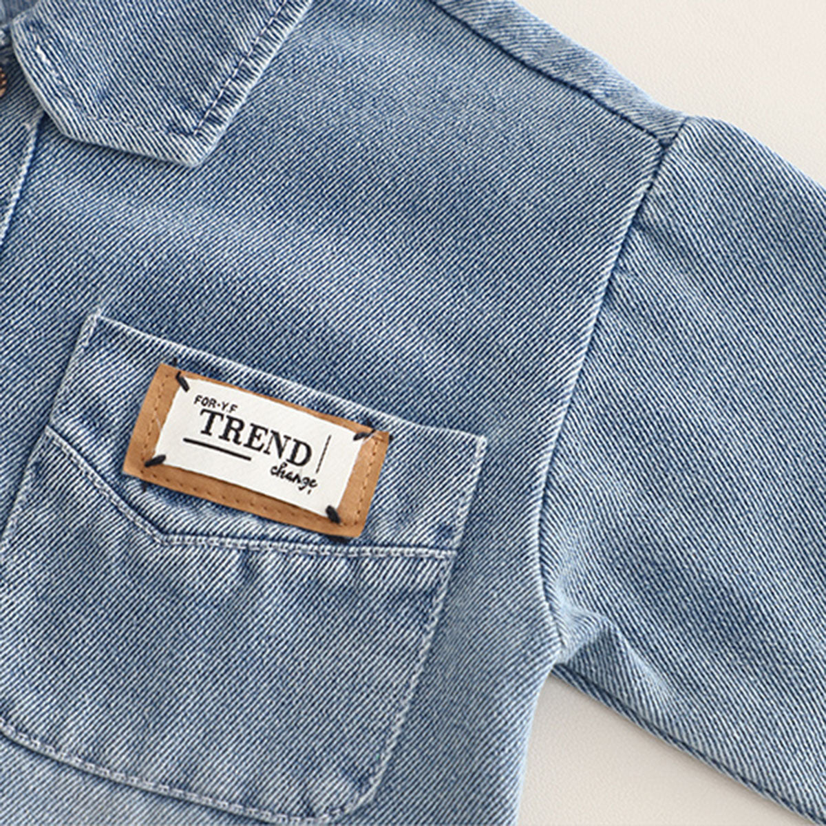 Boys Light Blue Denim Typographic Printed Shirt With T-Shirt & Denim Pants Set Sets