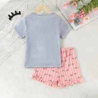 Girls Multicolor Sleepwear Short Sleeve Top With Shorts Set Sleepwear Sets