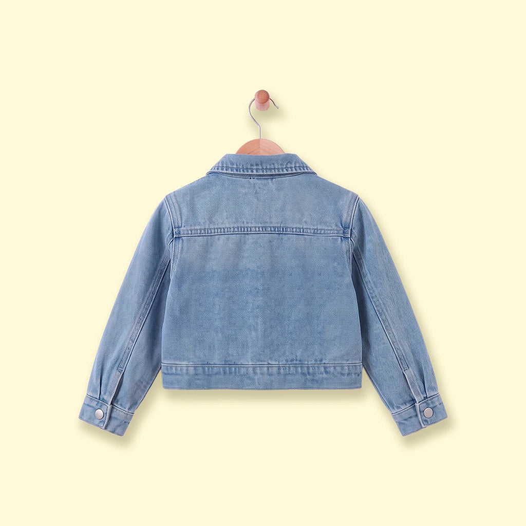 Girls Light Blue Long Sleeve Denim Jacket Coats & Jackets
