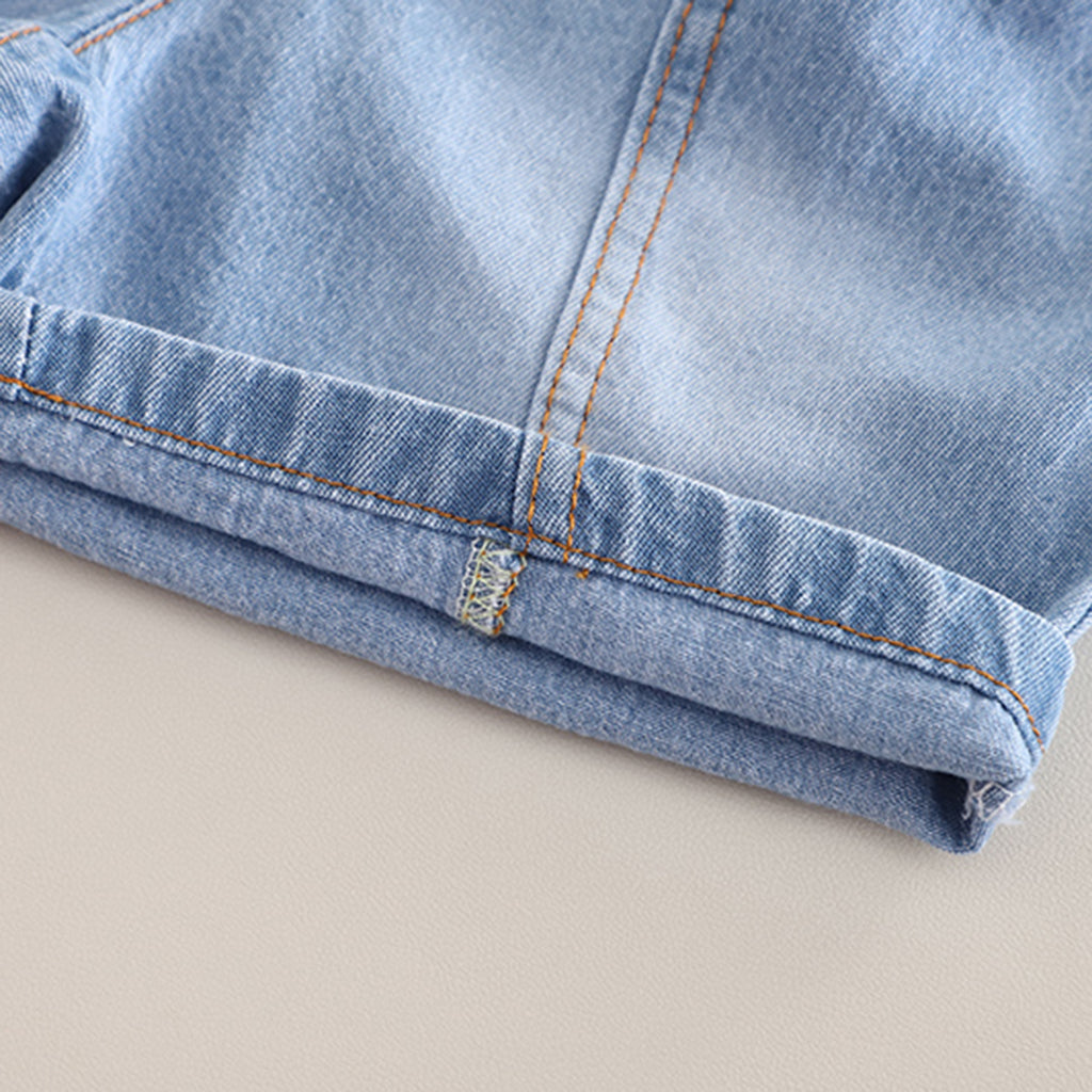 Boys Blue Embroidery Applique T-Shirt With Denim Shorts Set 2 pc. Sets