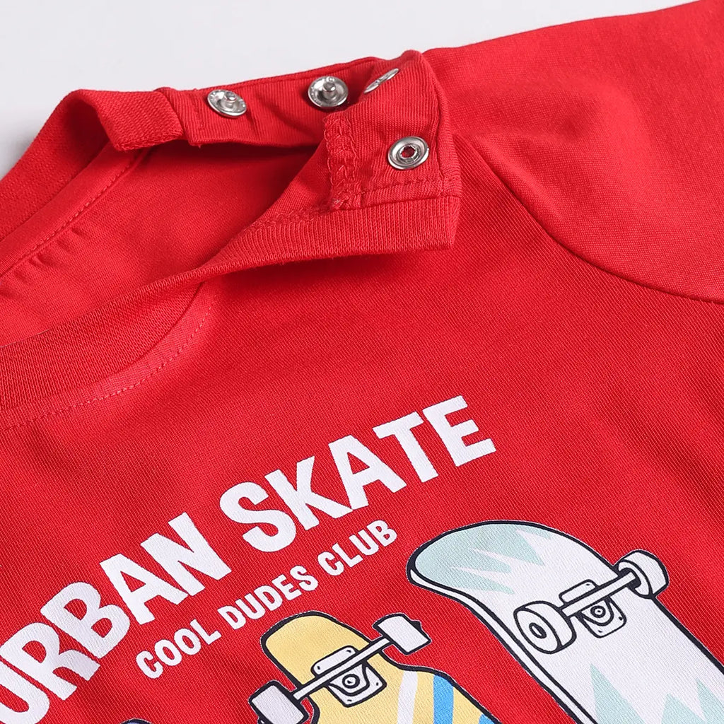 Boys Red Skate Graphics T-Shirt With Elasticated Shorts Sets 2 pc. Sets