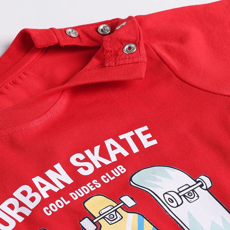 Boys Red Skate Graphics T-Shirt With Elasticated Shorts Sets 2 pc. Sets