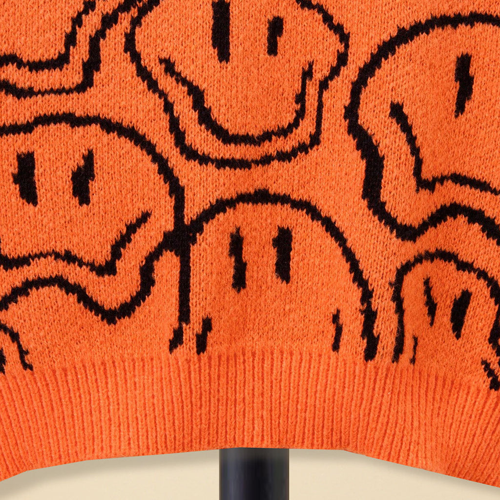 Girls Orange Abstract Printed Regular Winter Sweater Sweaters & Cardigans