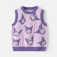Girls Purple Self-Design Jacquard Sweater Vest Sweaters & Cardigans
