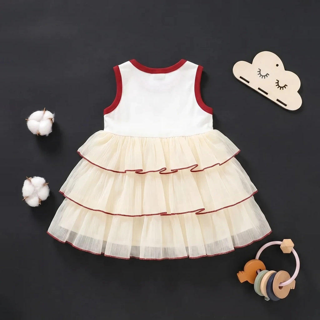 Girls Cream Tiered Ruffle Fit & Flare Dress Casual Dresses