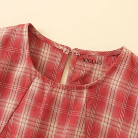 Girls Red Checked Sleeveless Top with Pants Sets 2 pc. Sets