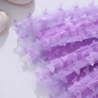 Girls Purple Butterfly Applique Flutter Sleeves Fit And Flared Dress Casual Dresses