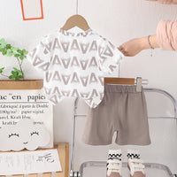 Boys Light Brown Printed Short Sleeves T-Shirt With Shorts Set 2 pc. Sets