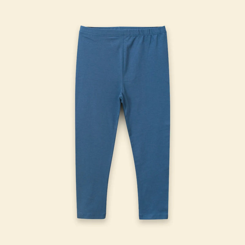Girls Blue Solid Ankle Length Leggings Leggings & Tights