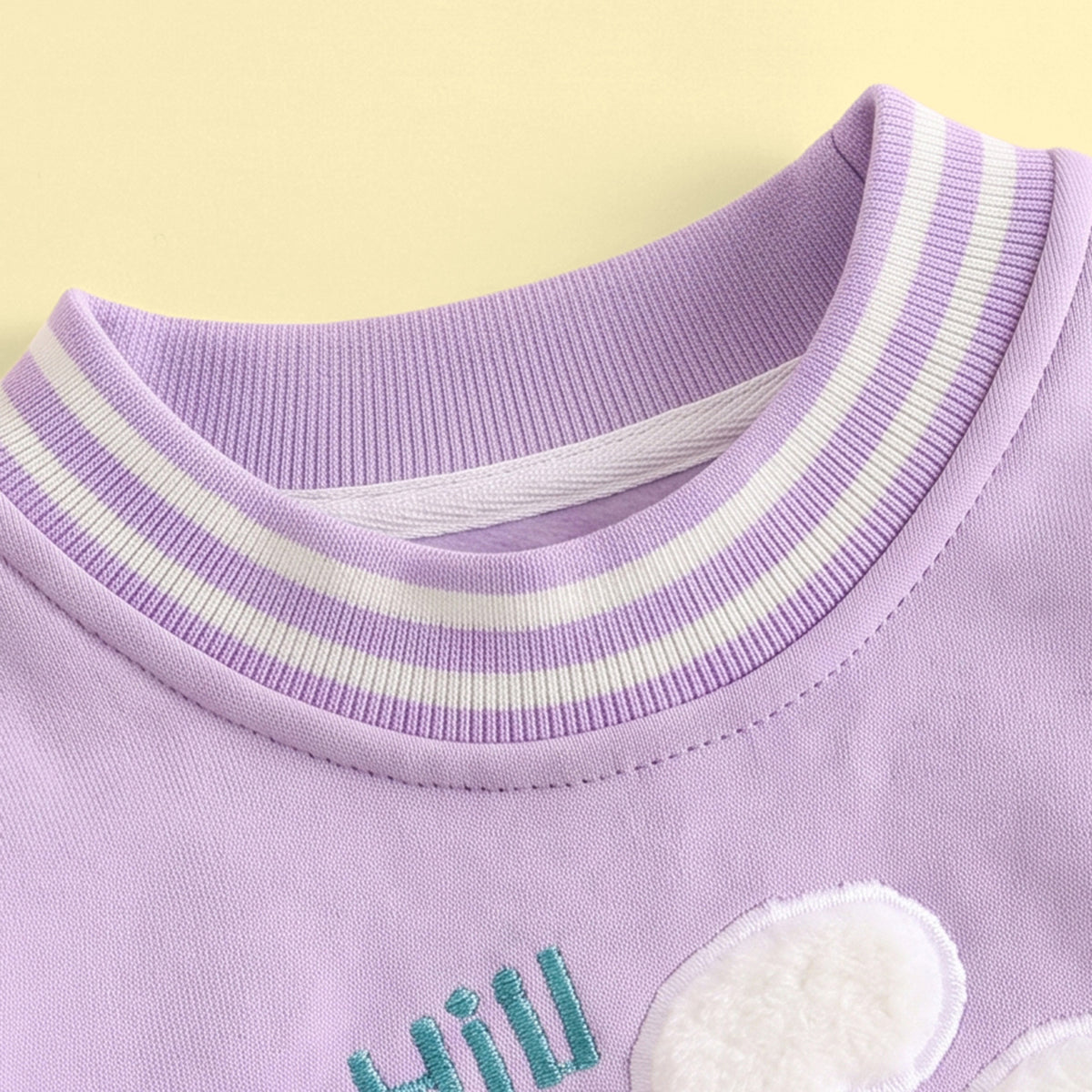 Girls Purple Bunny Applique Sweatshirt & Pants Sets Sets