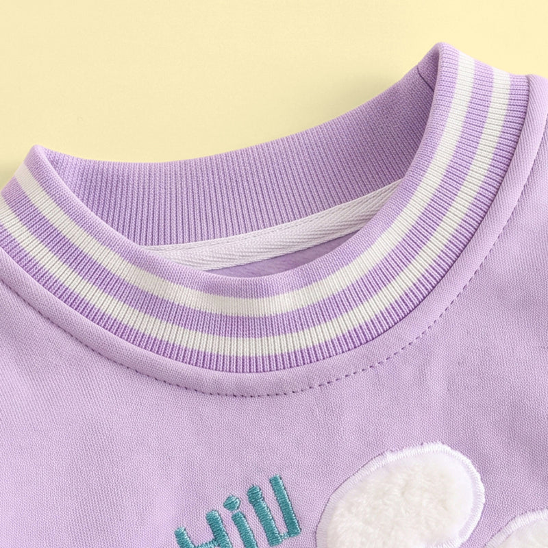 Girls Purple Bunny Applique Sweatshirt & Pants Sets Sets