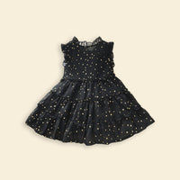 Girls Sleeveless Star Foil Print Fit & Flare Dress Casual Dresses   