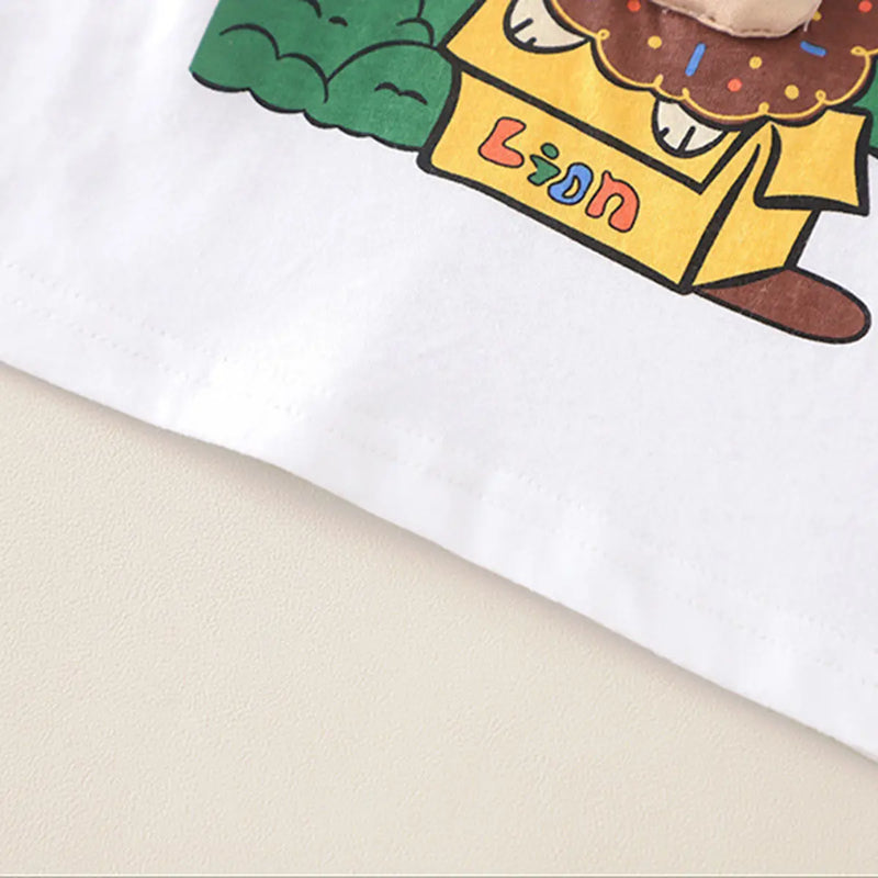 Boys Mustard Lion Graphic Raglan Sleeves T-Shirt With Elasticated Shorts Sets 2 pc. Sets