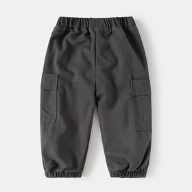 Boys Dark Grey Utility Cargo Pants With Elasticated Waistband Pants