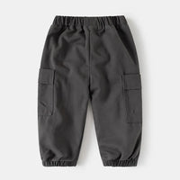 Boys Dark Grey Utility Cargo Pants With Elasticated Waistband Pants