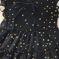 Girls Sleeveless Star Foil Print Fit & Flare Dress Casual Dresses   