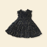 Girls Sleeveless Star Foil Print Fit & Flare Dress Casual Dresses   