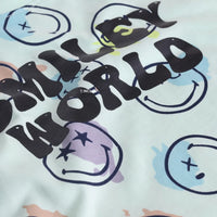 Boys Green Smiley World Graphics T-Shirt With Elasticated Shorts Sets 2 pc. Sets