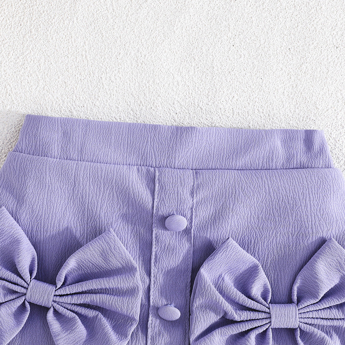 Girls Purple Sleeveless Top With Big Bow And Shorts Sets 2 pc. Sets