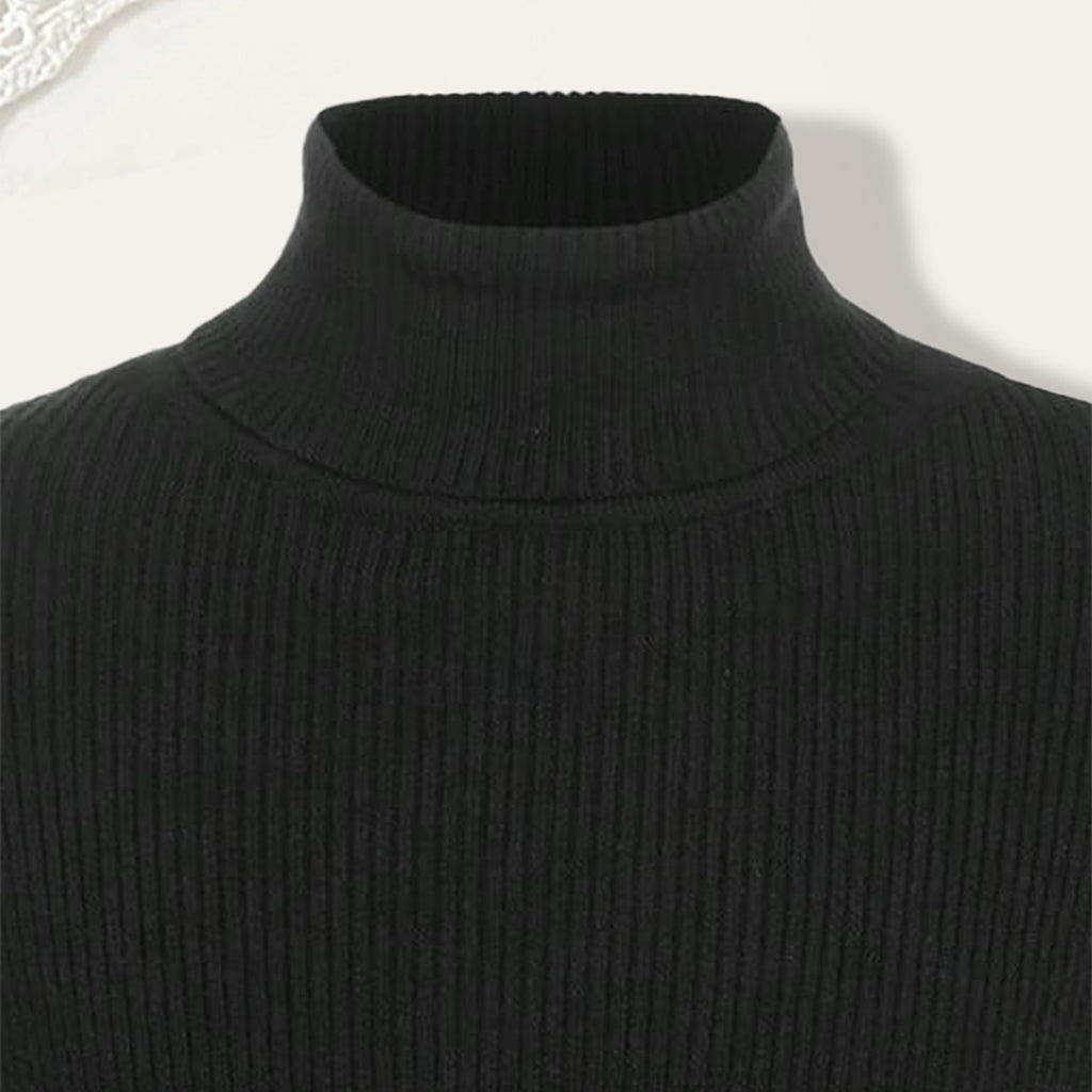 Boys Black High Neck Pullover Sweaters & Cardigans