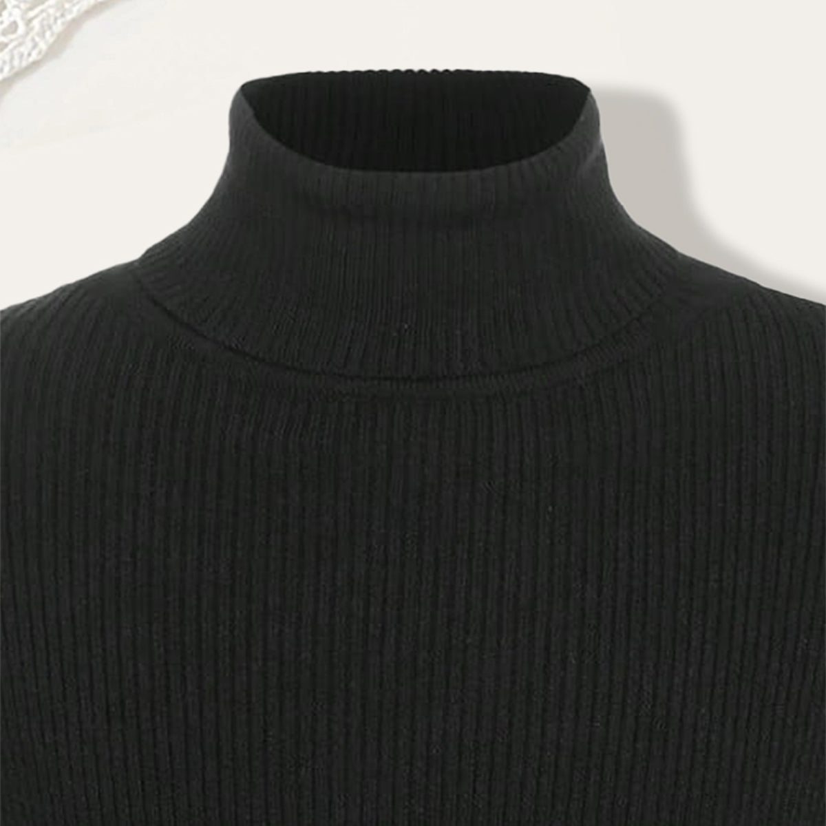 Boys Black High Neck Pullover Sweaters & Cardigans