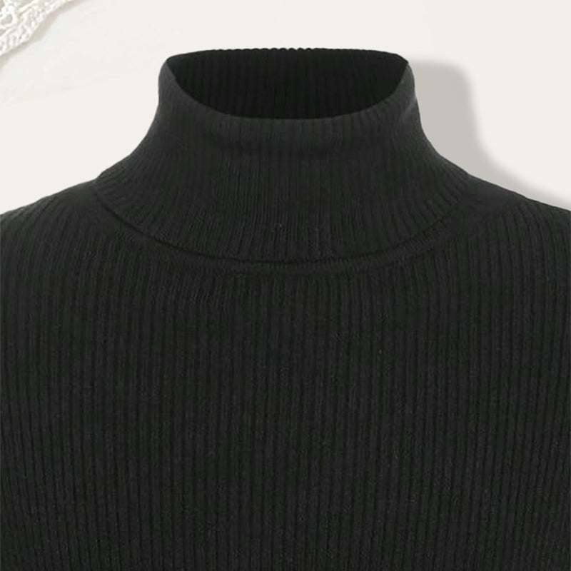 Boys Black High Neck Pullover Sweaters & Cardigans
