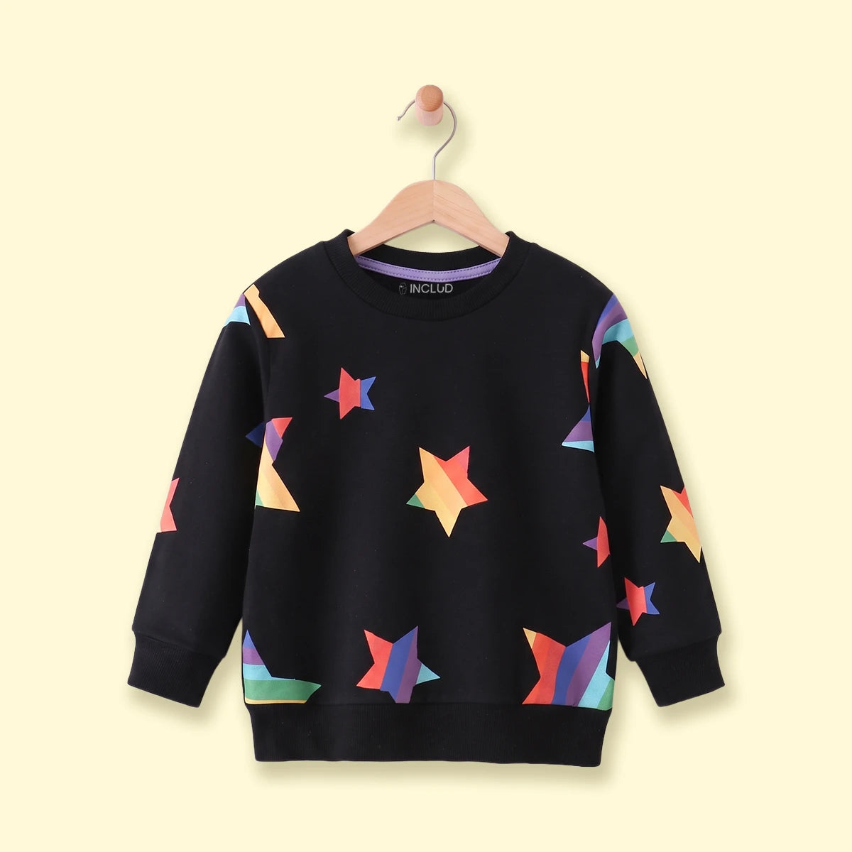 Boys Black Star Print Round Neck Sweatshirt Sweatshirts & Hoodies Black 1-2 Y