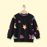 Boys Black Star Print Round Neck Sweatshirt Sweatshirts & Hoodies Black 1-2 Y