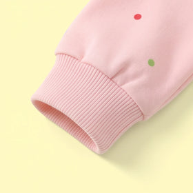 Girls Light Pink Polka Dot Print Long Sleeve Hooded Jacket Coats & Jackets