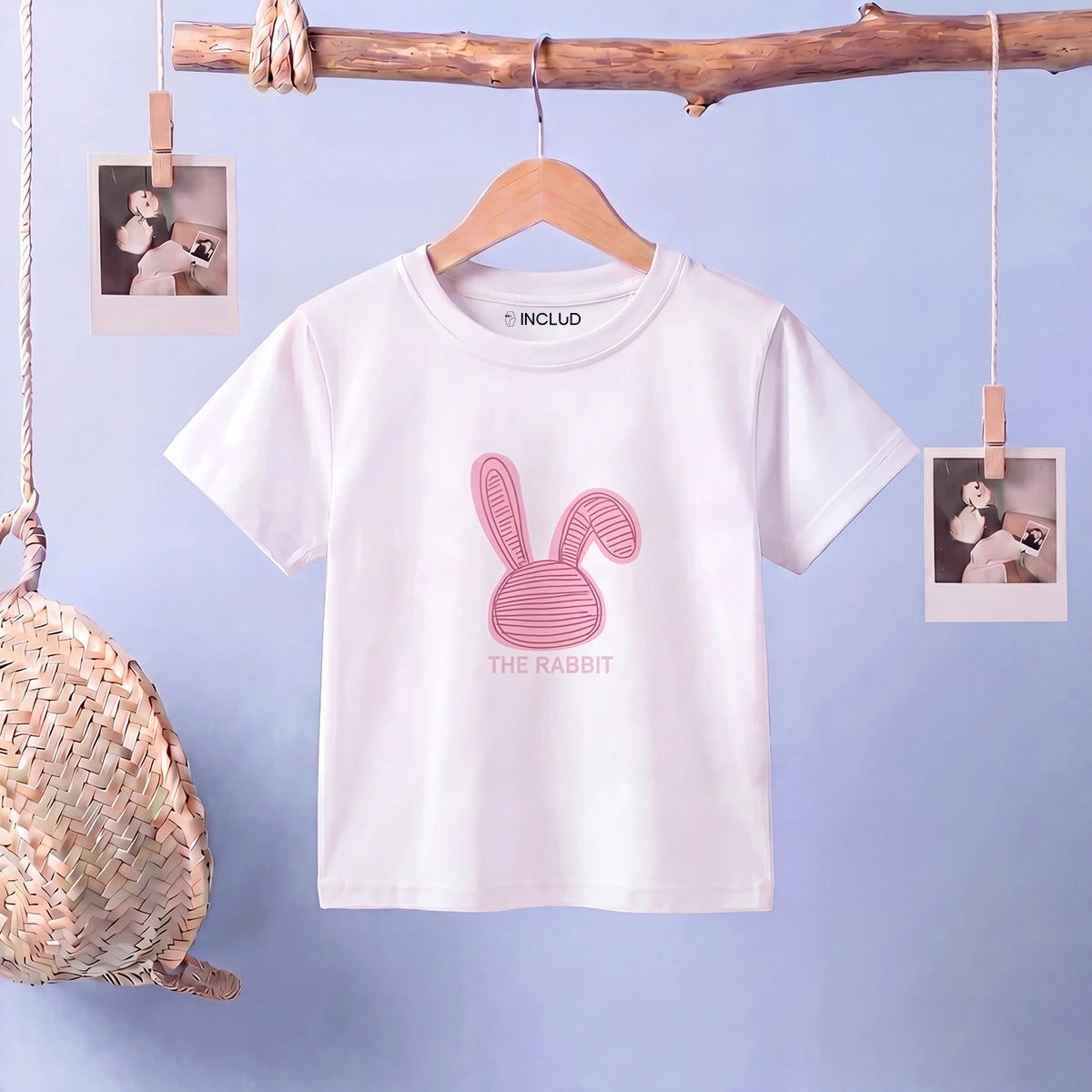 Girls White Rabbit Print Short Sleeve T-Shirt Tshirts White 1-2 Y