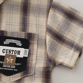 Boys Khaki Checked Shirt With Graphic T-Shirt & Denim Shorts Set Sets