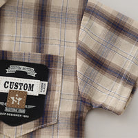 Boys Khaki Checked Shirt With Graphic T-Shirt & Denim Shorts Set Sets